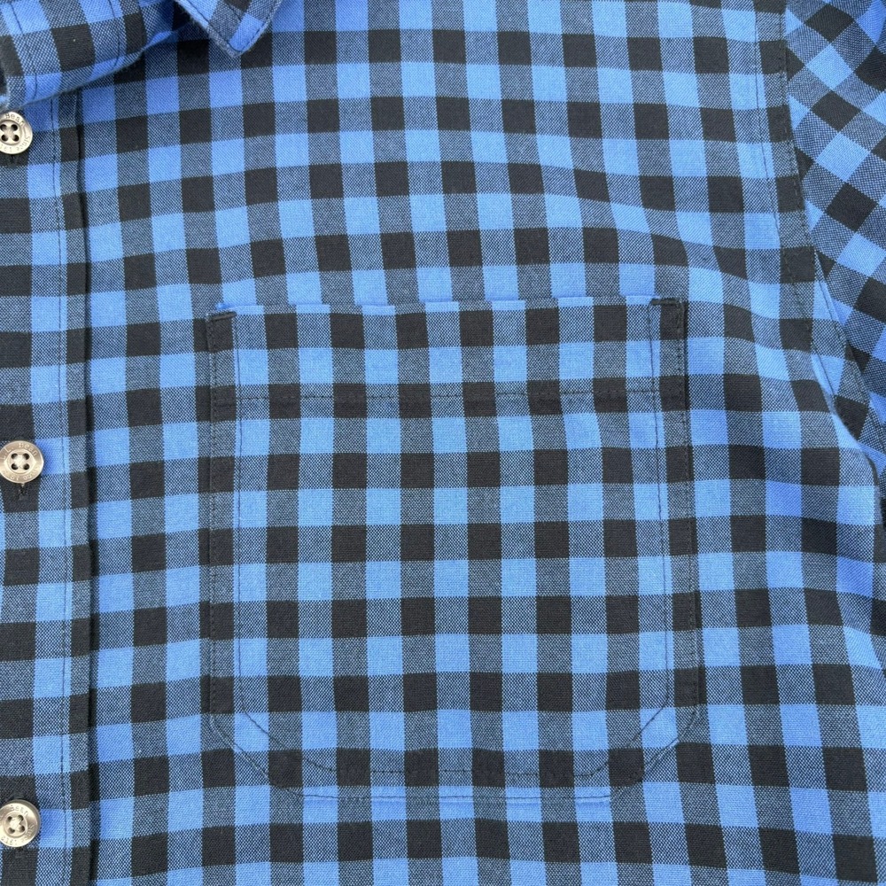 LL Bean Mens Traditional Fit Buffalo Check Flannel Shirt Blue Black Medium M-Reg - Picture 7 of 10